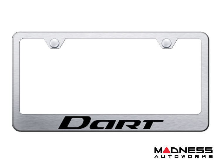 Dodge Dart License Plate Frame - Stainless Steel w/ Dart Logo - Standard